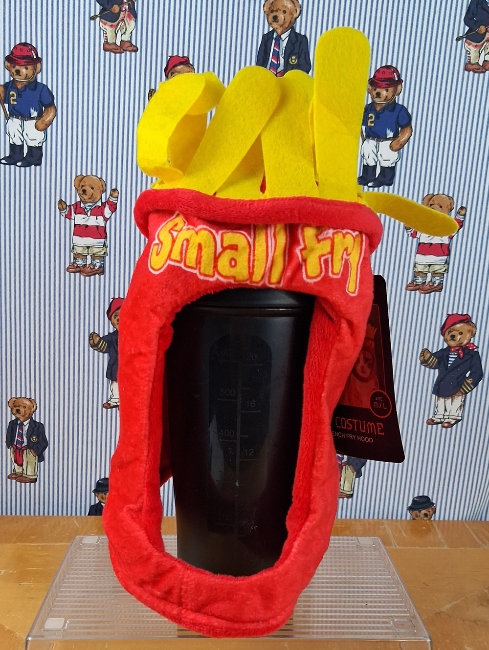 Pet Costume Frenchy Fry Hood Cat Or Dog Halloween Adjustable Velcro Back M/L